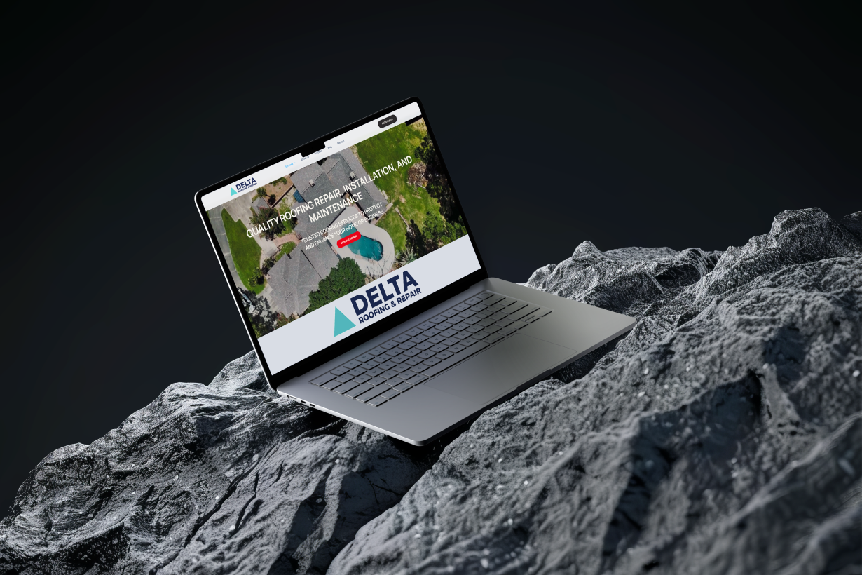 Delta Roofing website on laptop